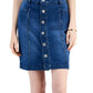 Style & Co Women's Button Fly Denim Skirt Blue Size 14