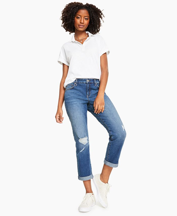 Style & Co Women's Curvy Girlfriend Jeans Blue Size 10