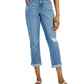 Style & Co Women's Curvy Destructed Girlfriend Jeans Blue Size 6