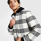 INC International Concepts Men's Loki Fleece Collar Zip Front Plaid Jacket White Size X-Large