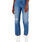 INC International Concepts Women's High Rise Distressed Straight Leg Jeans Blue Size 0