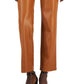 INC International Concepts Women's Faux Leather Straight Leg Pants Brown Size 16