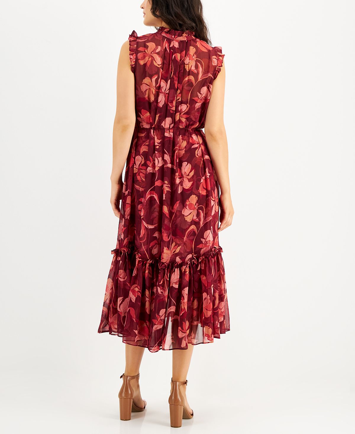 INC International Concepts Women's Floral Print Flutter Sleeve Dress Pink Size X-Large