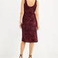 INC International Concepts Women's Printed Satin Midi Dress Red Size Small