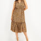 INC International Concepts Women's Cheetah Print Flutter Sleeve Dress Brown Size XX-Large
