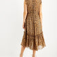 INC International Concepts Women's Cheetah Print Flutter Sleeve Dress Brown Size XX-Large