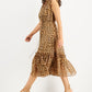 INC International Concepts Women's Cheetah Print Flutter Sleeve Dress Brown Size XX-Large