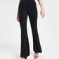 Bar III Women's Caviar Sparkle Flared Leg Pull On Pants Black Size Small