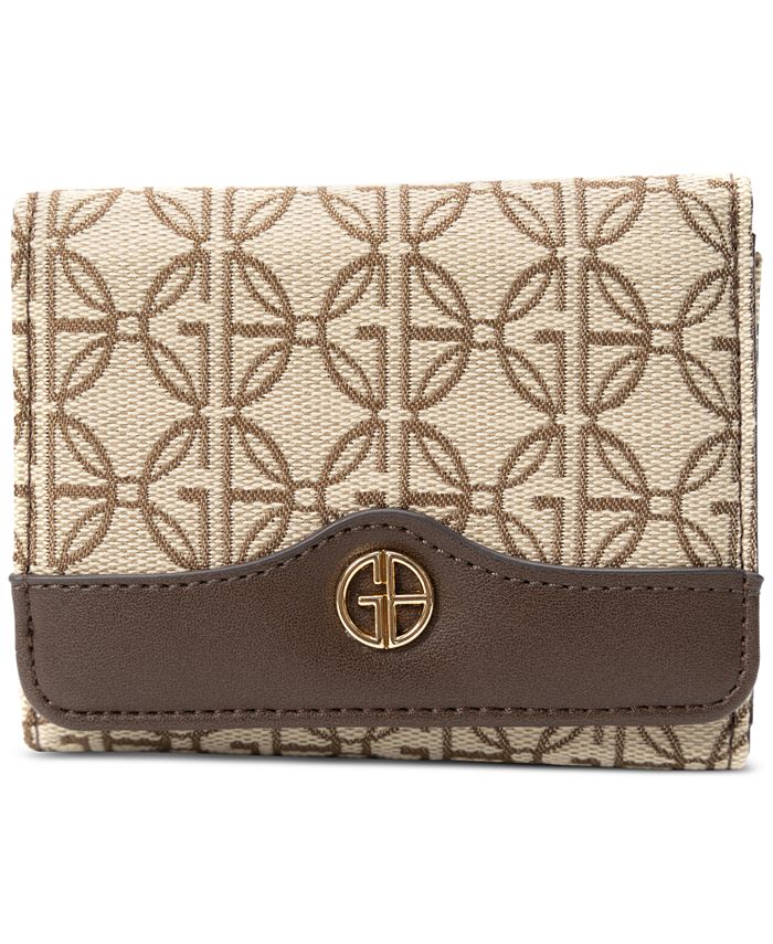 Giani Bernini Women's Logo Jacquard Trifold Wallet Brown Size Regular