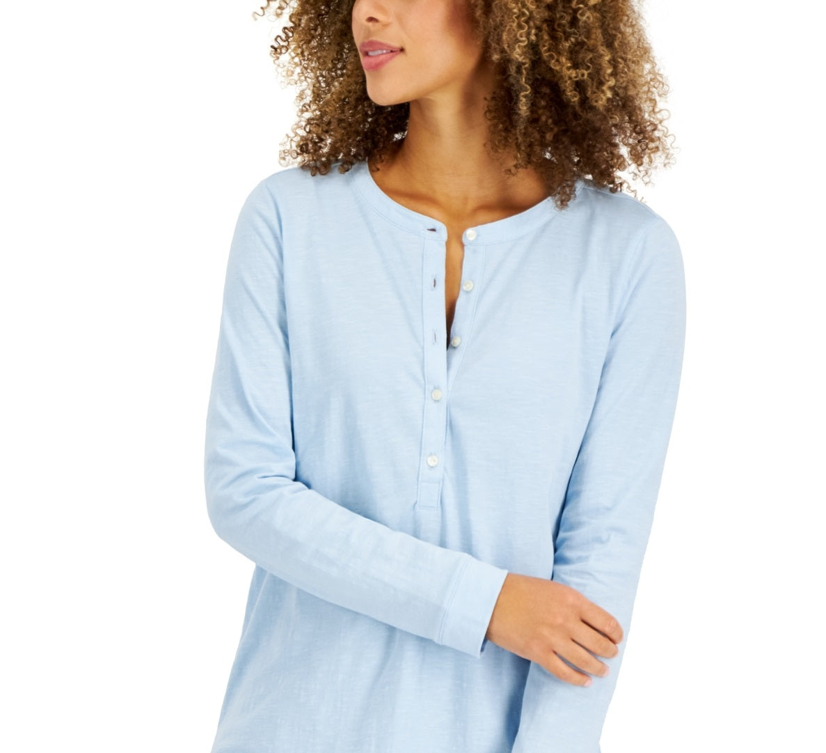 Style & Co Women's Cotton Crewneck Top Blue Size Large