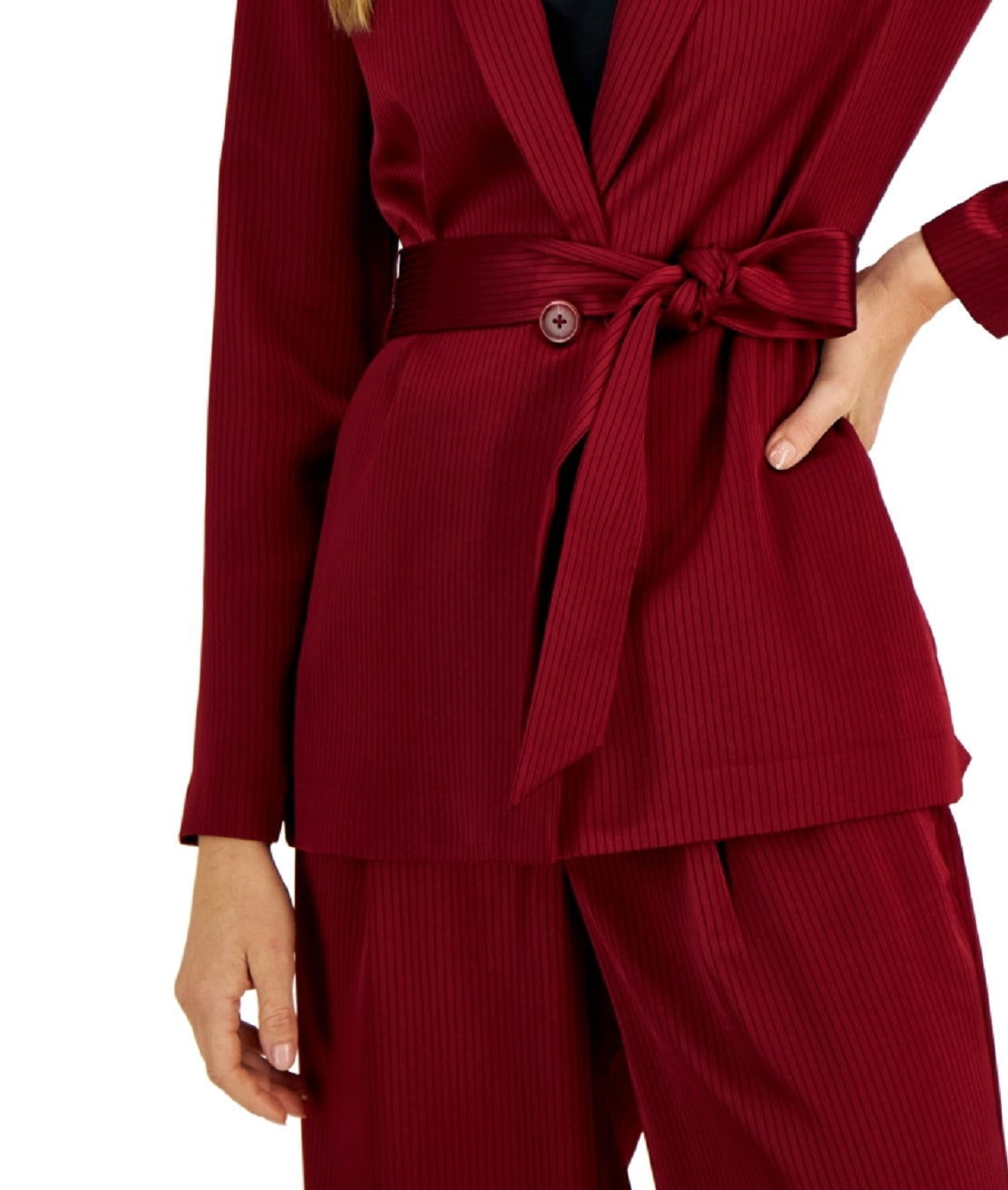 Alfani Women's Tie Waist Satin Blazer Red Size X-Small
