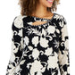 JM Collection Women's Elaborate Festive Embellished Cutout Top Black Size Petite Small