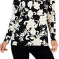 JM Collection Women's Elaborate Festive Embellished Cutout Top Black Size Petite Small