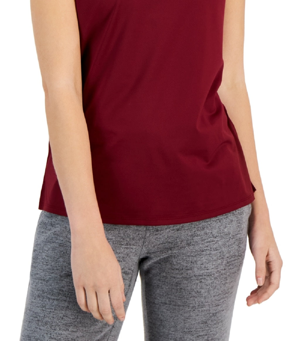 ID Ideology Women's Textured Short Sleeve T-Shirt Red Size Small