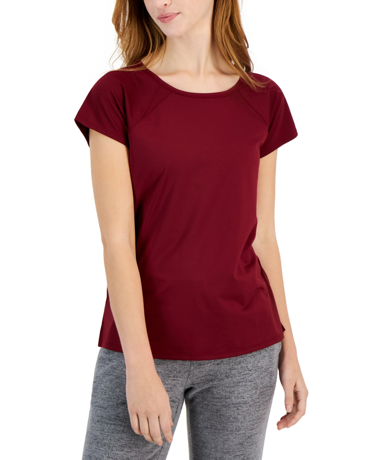 ID Ideology Women's Textured Short Sleeve T-Shirt Red Size Small