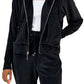 INC International Concepts Women's Velour Zip Up Hoodie Black Size Medium