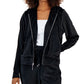 INC International Concepts Women's Velour Zip Up Hoodie Black Size Medium