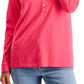Style & Co Women's Henley Top Pink Size Petite Large