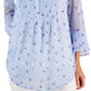 Charter Club Women's Print Pintuck Top Blue Size Large