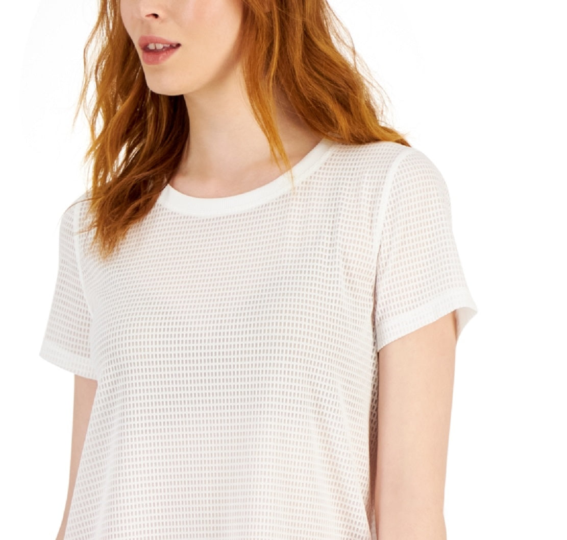 ID Ideology Women's Relaxed Short Sleeve Mesh Tee White Size X-Small