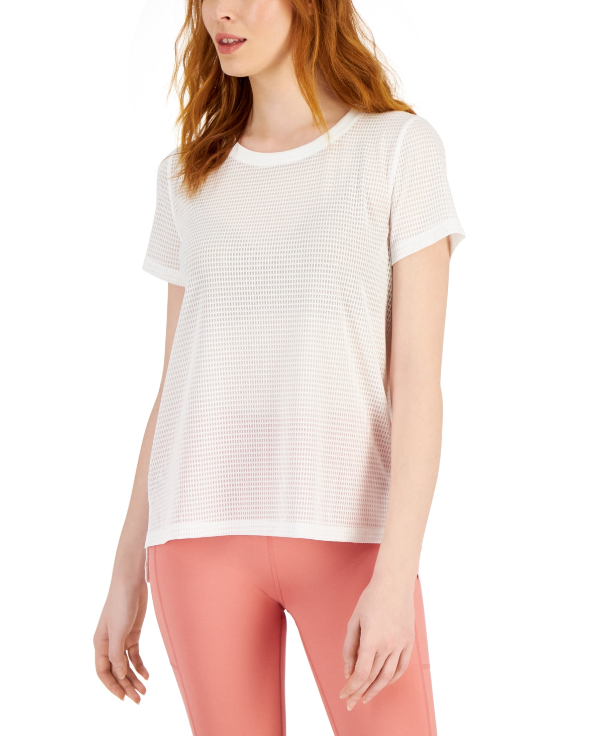 ID Ideology Women's Relaxed Short Sleeve Mesh Tee White Size X-Small