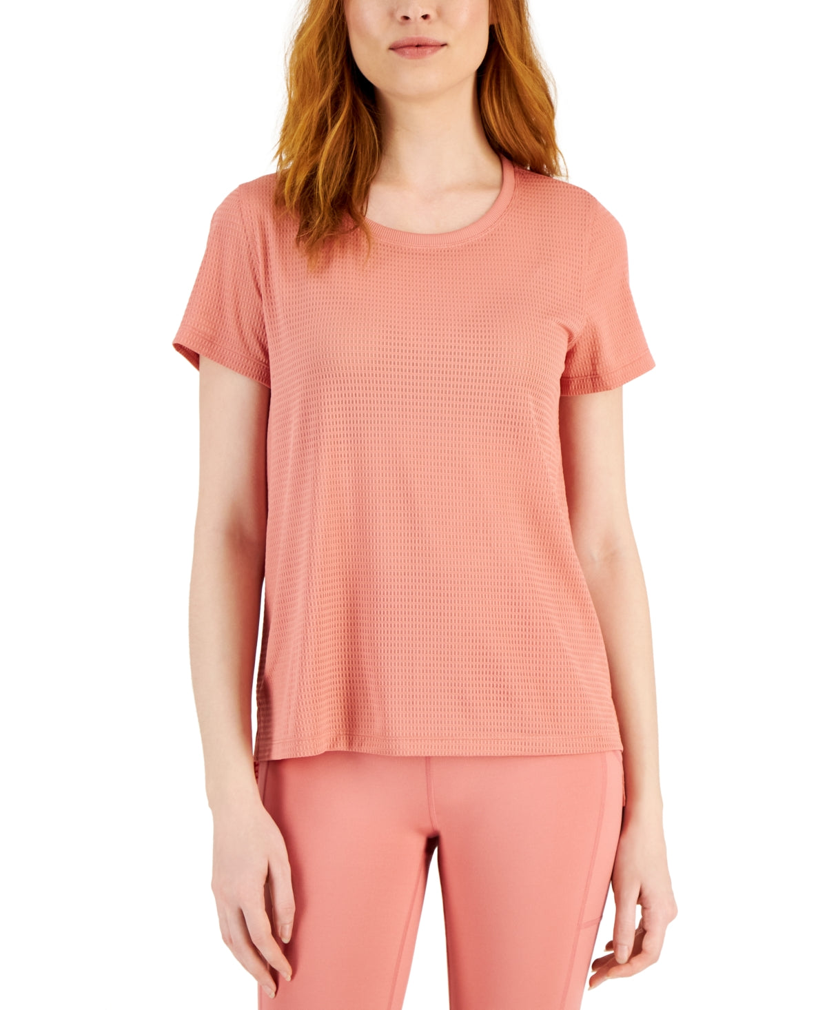 ID Ideology Women's Relaxed Short Sleeve Mesh Tee Pink Size Large