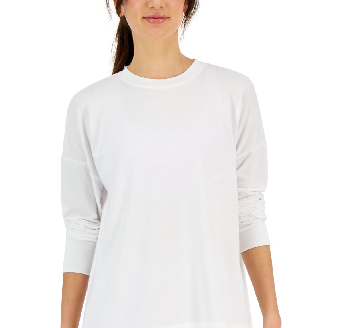 ID Ideology Women's Active Solid Crewneck Top White Size Large