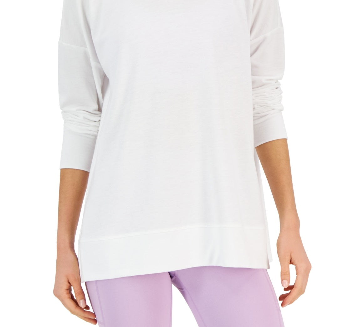 ID Ideology Women's Active Solid Crewneck Top White Size Large