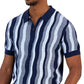 Alfani Men's Classic Fit Wavy Stripe 1/4 Zip Sweater Knit Polo Shirt White Size X-Large