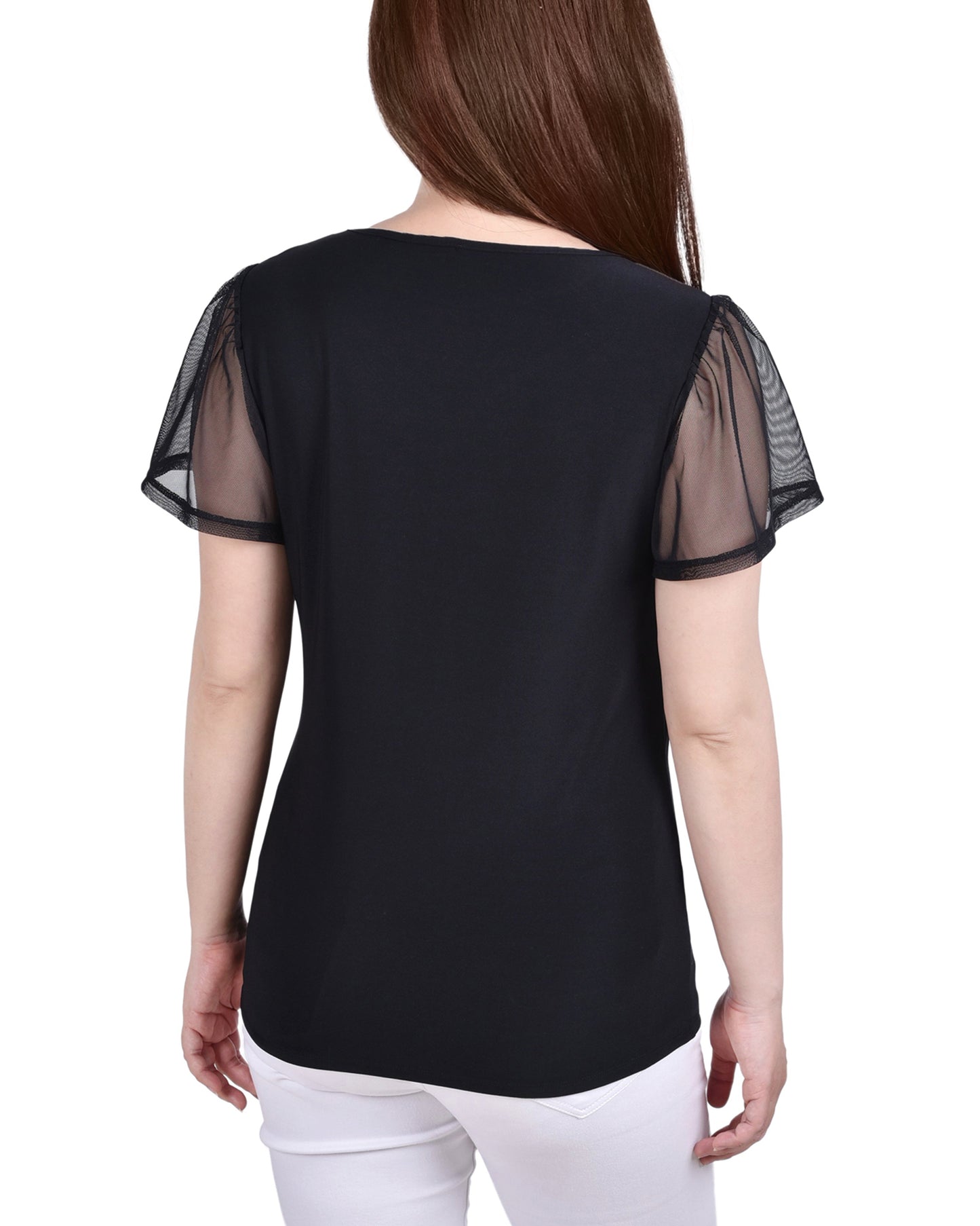 NY Collection Women's Studded Top Black Size Large