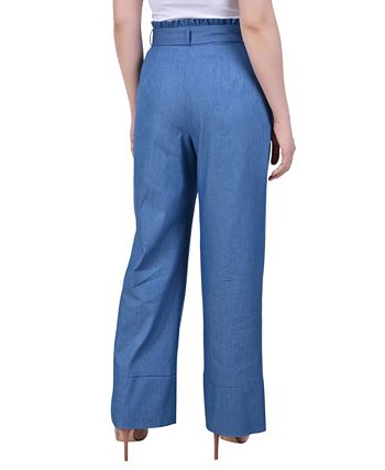 NY Collection Women's Full Length Pull On Sailor Pants Blue Size Petite X-Large