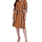 NY Collection Women's Roll Tab Shirt Dress Brown Size Petite Medium