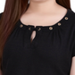 NY Collection Women's Sleeve Grommet Neck Knit Top Black Size Petite Small