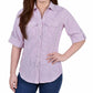 NY Collection Women's 3/4 Sleeve Rib Inset Blouse Purple Size Petite Medium