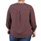 NY Collection Women's Plus 3/4 Sleeve Roll Tab Y Neck Blouse Blue Size 2X
