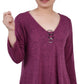NY Collection Women's 3/4 Sleeve 3 Ring Top Pink Size Large
