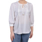 NY Collection Women's Elbow Sleeve Satin Blouse White Size Petite Small