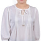 NY Collection Women's Elbow Sleeve Satin Blouse White Size Petite Small