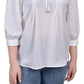 NY Collection Women's Elbow Sleeve Satin Blouse White Size Petite Small
