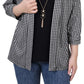 NY Collection Women's 3/4 Sleeve Two Fer Top Black Size Petite Medium