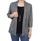 NY Collection Women's 3/4 Sleeve Two Fer Top Black Size Petite Medium