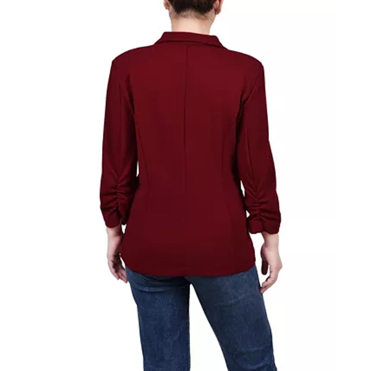 NY Collection Women's 3/4 Sleeve Scuba Crepe Jacket Red Size Petite M