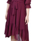 NY Collection Women's 3/4 Sleeve V Neck Flounced Dress Red Size Petite Large