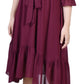 NY Collection Women's 3/4 Sleeve V Neck Flounced Dress Red Size Petite Large