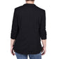 NY Collection Women's 3/4 Rouched Sleeve Crepe Jacket Black Size X-Large