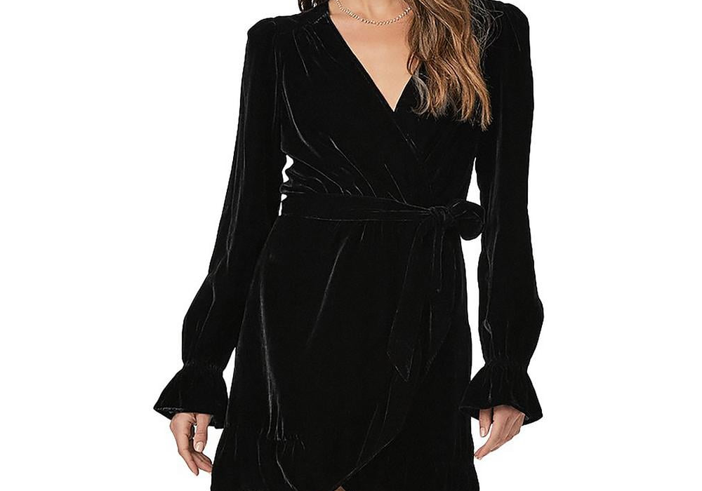 Paige Ysabel Velvet Mini Dress Black