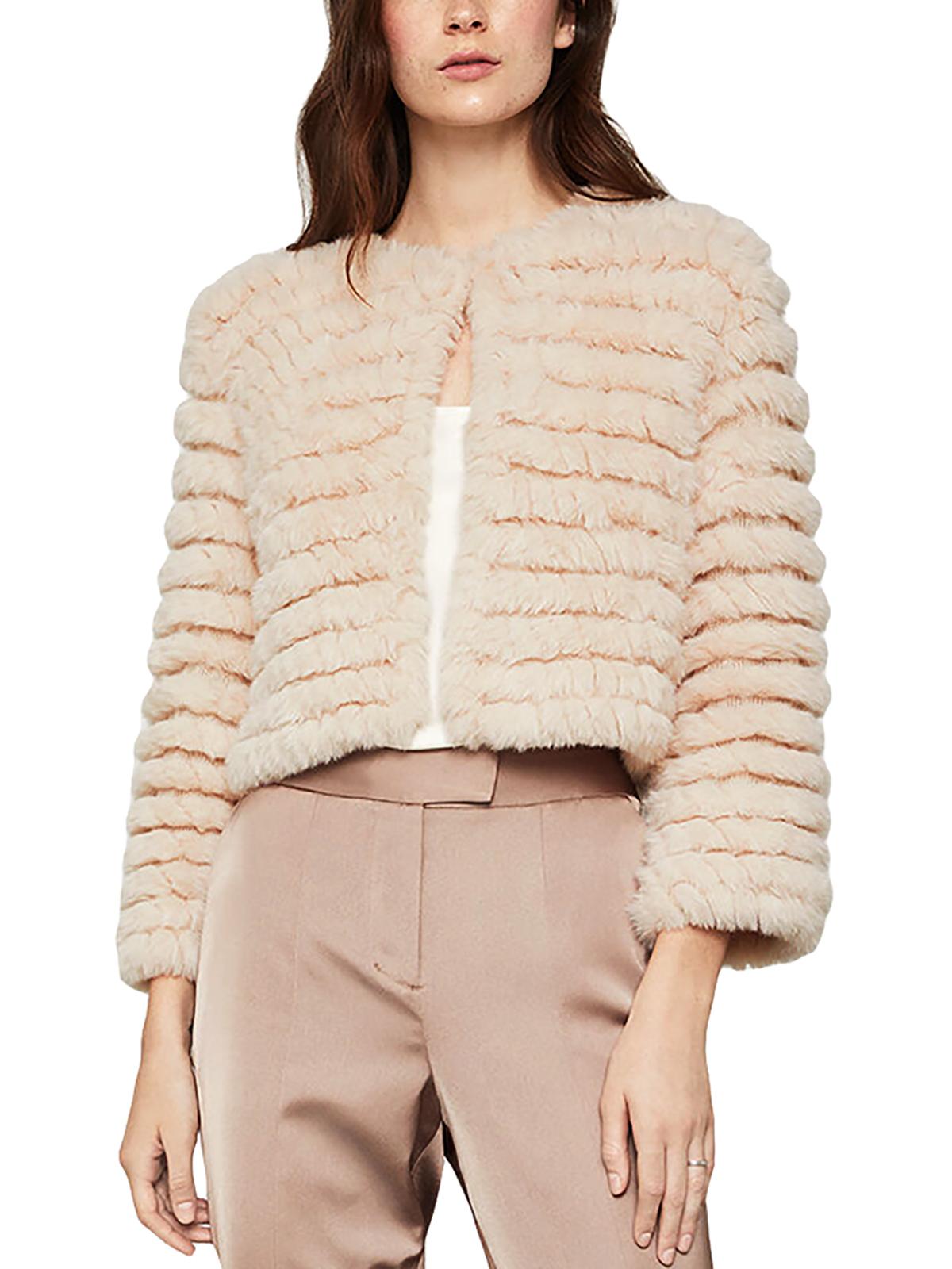 BCBGMAXAZRIA Women's Cropped Faux Fur Jacket Pink Size XX-Small