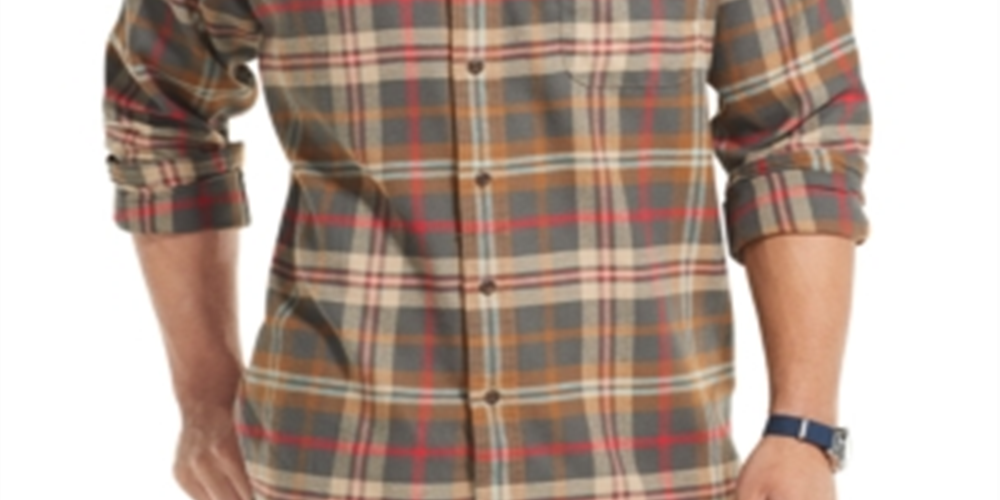 G.H. Bass & Co. Men's Fireside Classic Fit Plaid Flannel Shirt Gray Size Medium