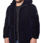 Sean John Men's Quilted Hooded Velvet Puffer Jacket Blue Size M