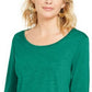 Style & Co Women's Green Chiffon Hem Top Size PM